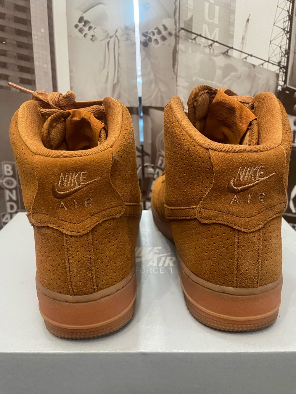 Nike Air Force 1 High Flax Wheat Brown Suede Sneakers Women's Size 7.5 - Picture 9 of 15